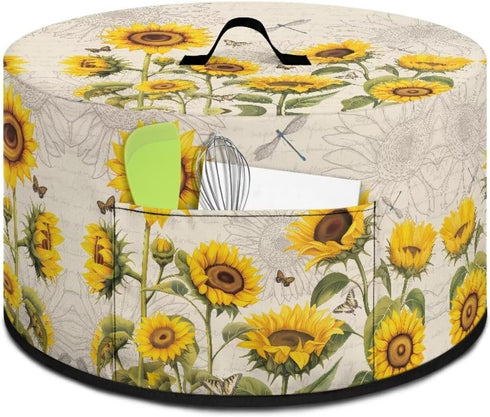 Appliance Dust Covers for Kitchen Sunflower Butterfly Oval Crock Pot for 6 7 8 Slow Cooker Dust Free Cover with Pocket for Keep Kitchen Clean