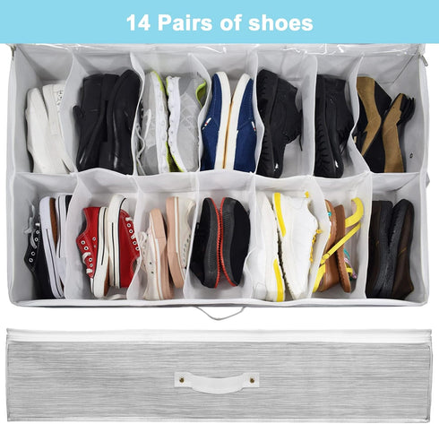 Shoe Organizer Under Bed, Underbed Storage Boxes Bins, Extra Large Zapateras Organizer for Closet, Men Women Kids