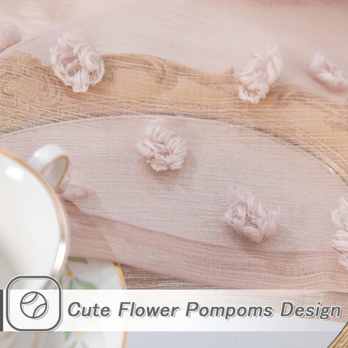 84 Inches 52" 2 MYSKY HOME Pom Pom Pink Sheer Curtains for Bedroom Girls Room Dusty Rose Curtains Long for Nursery Kids