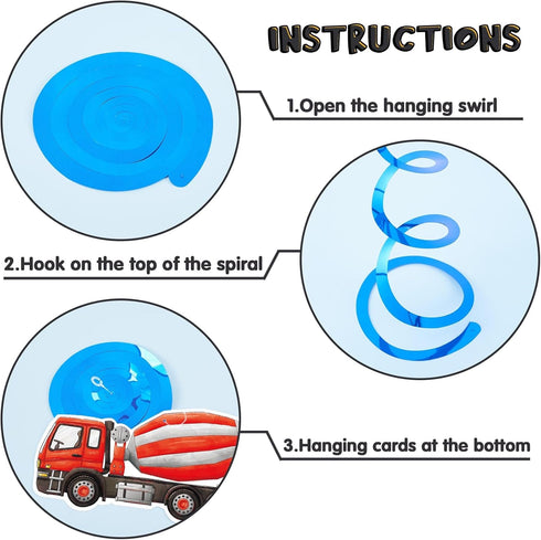 '-24 WERNNSAI Construction Hanging Swirls PCS Construction Party Decorations Construction Zone Party Ceiling Swirls Dump