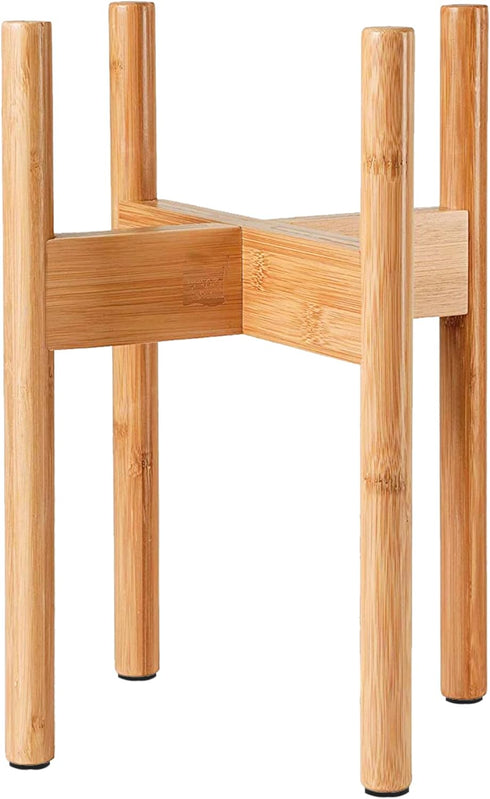 8, 10, 12-inch Plant Stand Indoor - Corner, Table and Floor Planter Holder - Adjustable, Durable Bamboo Wood - Fits Dia