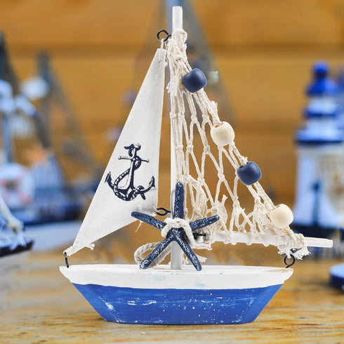 Meching Sailboat 2 Set Sailboat Mini Model Decoration PCS Wooden Sailing Boat Home Decor Nautical Decoration Sailing