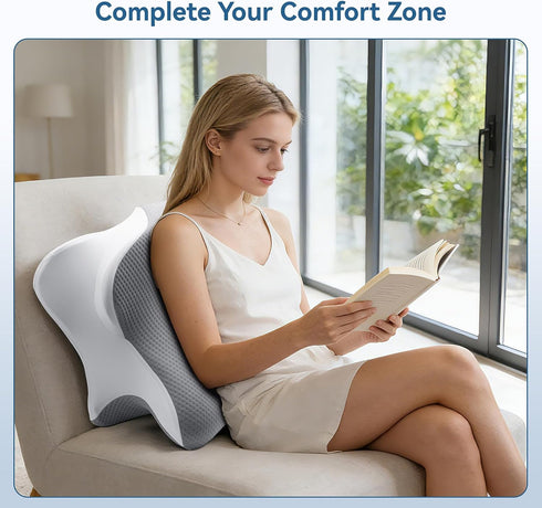 Ergonomic Memory Foam Reading Pillow - Wedge Back & Neck Support for Bed, Sofa & Floor - Relieves Acid Reflux, Back