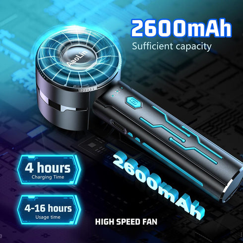 USB Rechargeable Mini Handheld Fan, 7000 RPM High Speed Motor, 4-Speed Wind Fans, Lasts 4-16 Hours, Summer Outdoor Gifts