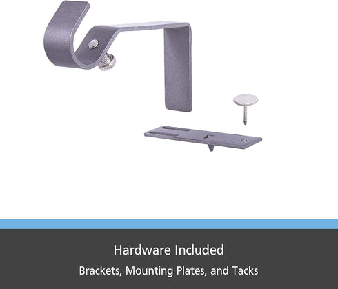 Kenney Fast Fit 5/8" No Measure Curtain Rod Brackets, Pewter