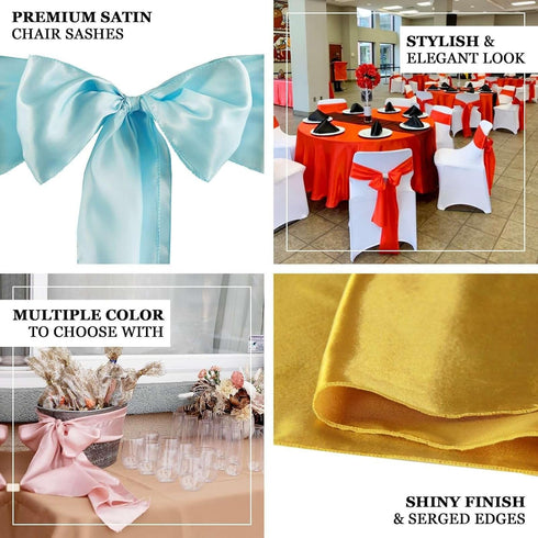 5pcs 6 x106 Efavormart Eucalyptus Sage Green Satin Chair Sashes Tie Bows for Wedding Events Decor Chair Bow Sash Party