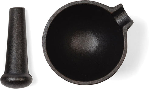 Fox Run Mortar and Pestle, Cast Iron, Black
