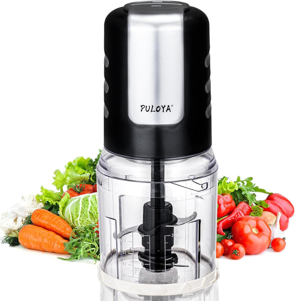 Mini Food Processor for Chopping, Mincing, and Puree, 2 Speed Electric Chopper, 400-Watt, 2 Cup Capacity, Black