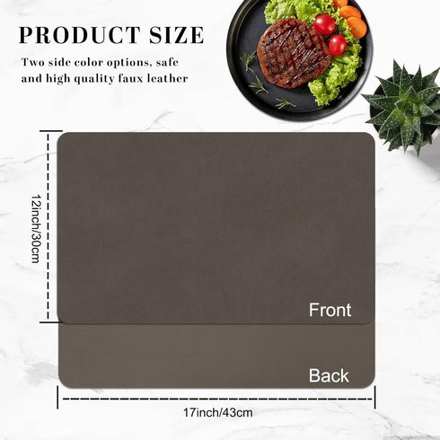 Set 6, 1217 Inch BLESWIN Faux Leather Placemats, of -Double Side Texture Color Table Mats, Heat-Resistant, Waterproof