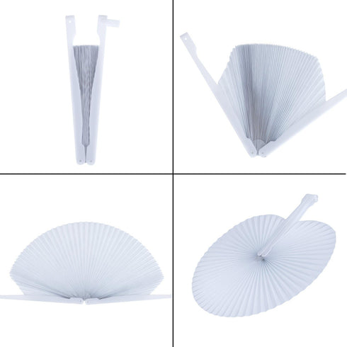Pangda 24 Pack Folding Round Paper Fans with Plastic Handle for Wedding Favor Party Bag Filler