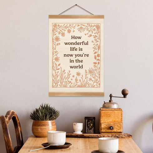 ZTGDA 12x16inch How Wonderful Life is Now Wall Art Decor, Boho Floral Wall Art Poster,Boho Canvas Hanging Banner Decor