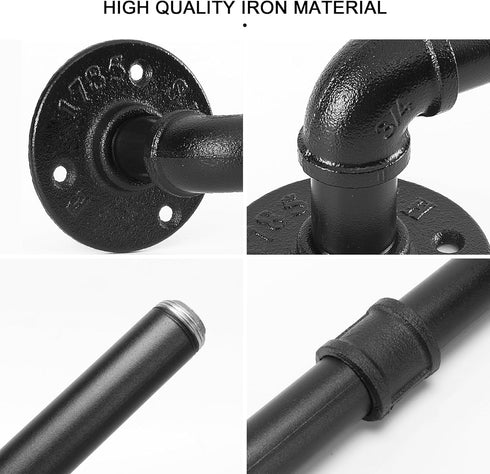 Industrial Pipe Towel Bar, Rustic Iron Decor Bathroom Hardware Heavy Duty Wall Mounted Bath Towel Rack Holder (18 Inch)