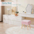 BRIAN & DANY Vanity Stool, Faux Fur Vanity Stool Chair with Storage, Rectangle Makeup Chair Soft Padded Seat with Legs