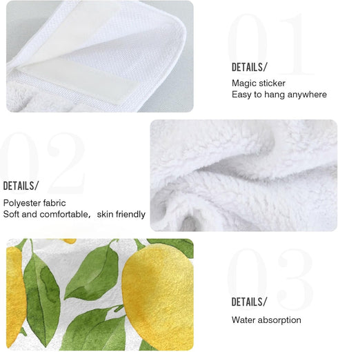 Boccsty Lemon Hanging Kitchen Towels, 2 Pieces Summer Lime Tree Branch Dish Cloth Tie Towels for Bathroom & Home