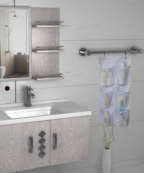 KIMBORA 2 Packs Narrow Over the Door/Wall Shoe Organizer, Small Hanging Rack with Clear Mesh Pocket