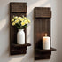 Treory Candle Sconces Set of 2: Farmhouse Wall Candle Holder, Black Walnut Wood