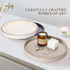 Counter, KINGFOM Round Decorative Tray, PU Leather Vanity Tray Organizer with Gold Trim for Dresser, Coffee Table