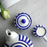 City to Cottage Ceramic Sugar Bowl with Lid, 10oz Sugar Container for Coffee Bar, Handcrafted Blue Stripe Coastal Sugar