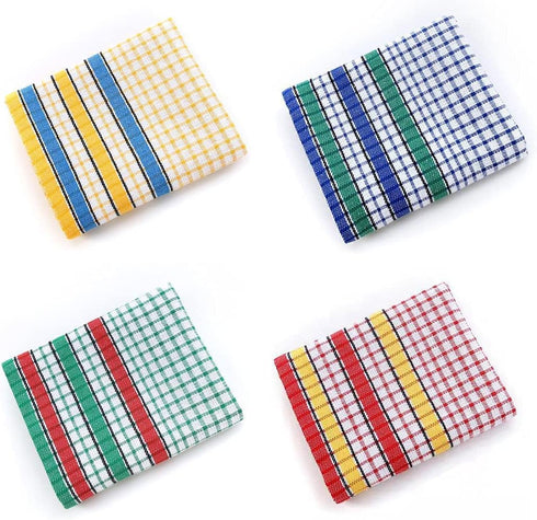 Large Kitchen Dish Towels, 16 Inch x 26 Inch Bulk Absorbent Cotton Towels, 4 Pack Colorful Tea/Bar Towels