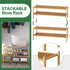 kiplant 2-Tier Closet, Long Shoe Rack, Bamboo Wood Shoe Rack, Stackable for Entryway & Hallway