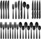 Hiware 24 Pieces Matte Black Silverware Set with Steak Knives for 4, Stainless Steel Flatware Utensils Set