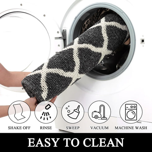 SHACOS Indoor Door Mat 24"x36" - Washable Non-Slip Entryway Rug, Dirt Trapper for Home, Garage, Kitchen, Laundry, Black