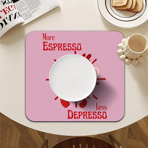 More Espresso Less Depresso Coffee Mat, Hot Pink Espresso Bar Accessories for Countertops