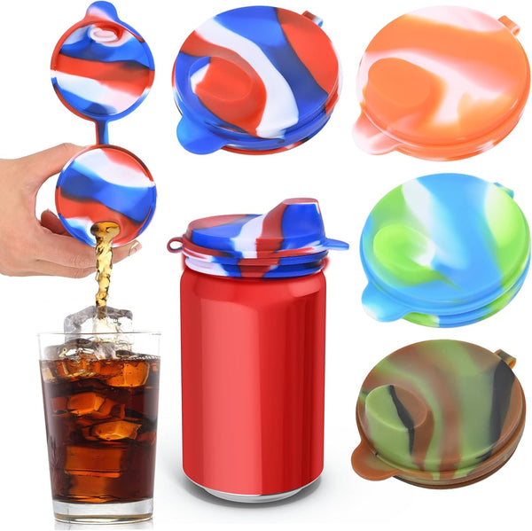 4 Pack Silicone Soda Can Cover Lids, Reusable Beverage Can Covers for Soda, Beer, Juice, Fits Standard Cans (ST-2)