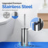 Set: 304 2 Pack HAMITOR Toilet Brush and Holder Stainless Steel Rustproof Toilet Scrubber with Under Rim Deep Cleaning