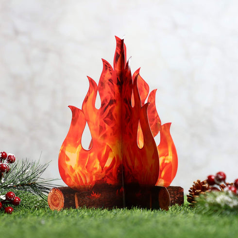 Boao 6 Set Fake Fire Camping Decoration, 3D Cardboard Campfire Centerpiece, Artificial Flames for Bachelorette Party