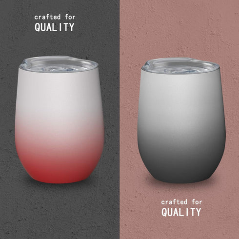 Wine Tumblers with Lid, 12 oz Stainless Steel Stemless Wine Glasses, Double Wall Vacuum Insulated Cup, Set of 2