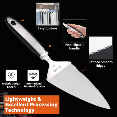 Cake Cutter and Pie Server, Stainless Steel Angled Spatula with Serrated Blade, Professional Wide Slicer for Cakes,