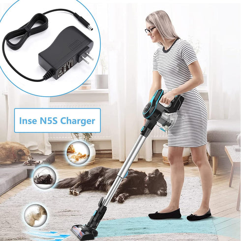 VHBW Vacuum Cleaner Charger for INSE N5S, N5, N6, N6S, V70, N6-1, N6-2 AC Power Cord Adapter for Wowgo S108