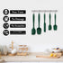 HOTEC High Heat Resistant Silicone Rubber Spatula Set, Non Stick Dishwasher Safe, Dark Green, Set of 5