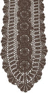 KEPSWET 100% Cotton Handmade Crochet Lace Oval Table Runner, Coffee 12x60 Inch