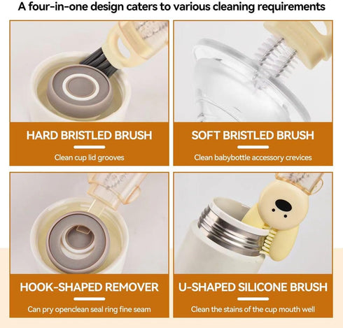 4 in 1 Cup Lid Cleaning Brush, New Crevice Cleaning Brush, Multifunction Bottle Brush, Portable Gap Cleaner (3pcs)