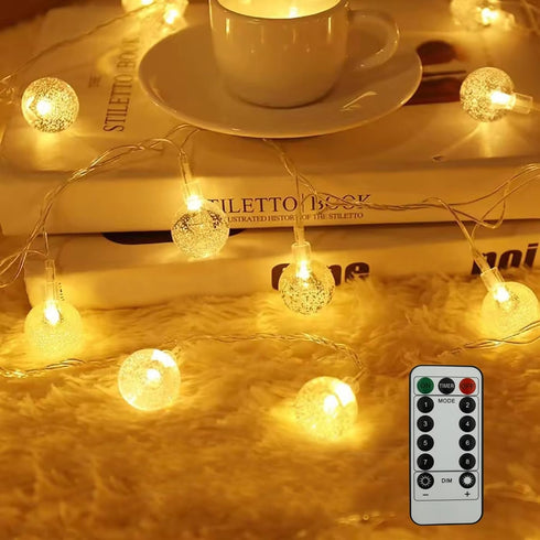 GTSYDING 19.6 40 8 Bubble Globe String Lights USB Powered, FT LEDs Modes Waterproof Hanging Crystal Ball Fairy Lights