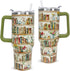 Nqhsionv Book Lovers Gifts 40oz Retro Bookshelf Tumbler Mothers Day Watercolor Flowers Bookworm