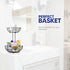 RICCLE Double Layer Metal Wire Fruit Basket with Banana Hanger for Kitchen Countertop, Produce and Vegetables Holder