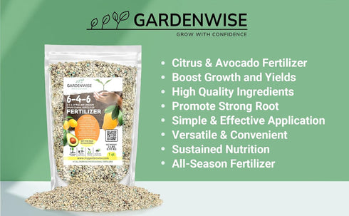(3 GARDENWISE Avocado & Citrus Tree Fertilizer for Indoor & Outdoor Plants | Quick-Release Nitrogen - Citrus Fertilizer