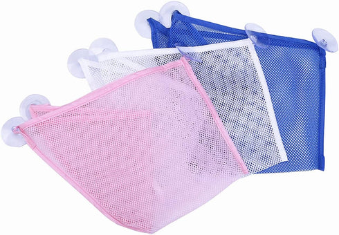 chil Bath Toy Organizer with 3 Strong Suction Cups, Mounted Bath/Shower Caddy Storage Solution, Bathroom Storage Bag