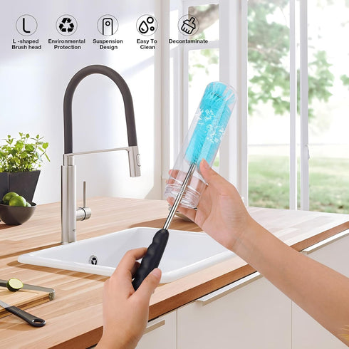 6 Pack Bottle Brush Cleaner Set, Long Handle Stainless Steel Water Bottle Cleaner for Washing Sport Bottles, Narrow