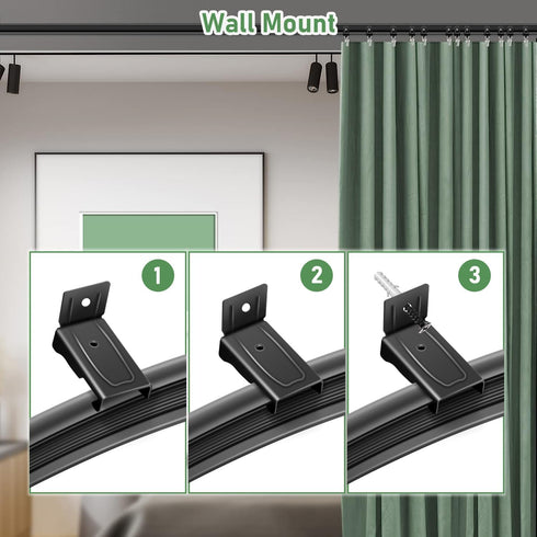 TOKPLNU Ceiling Curtain Track Accessories, Flexible Bendable Black Curtain Rail 12Ft for Ceiling Wall Mount