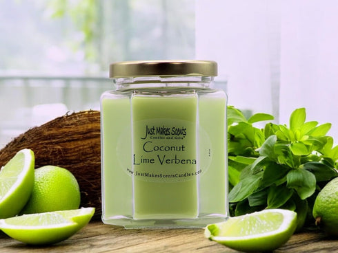 Coconut Lime Verbena Scented Blended Soy Candle | Hand Poured in The USA | Soft Floral Spring Fragrance