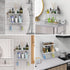 Over The Toilet Storage Shelf, 2-Tier Bathroom Organizer, Punch-Free Home Storage Rack with Hooks, White