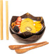 Set of 2 Jumbo Coconut Bowls, 2 Wooden Spoons & 2 Reusable Bamboo Straws - Eco-Friendly, Hand Carved, 100% Natural