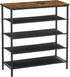 VASAGLE 5 Tier Shoe Rack, Shoe Organizer for Entryway, Holds 12-16 Pairs, with 4 Fabric Shelves, Rustic Brown and Black