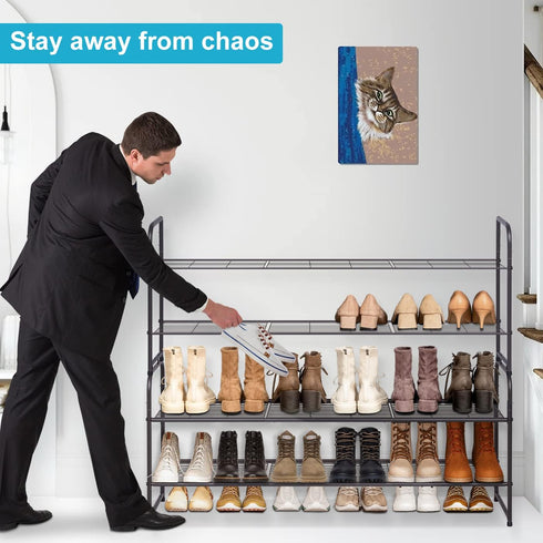 KEETDY 2-Tier Long Shoe Rack for Closet, Entryway Shoe Organizer for 18 Pairs, Metal Stackable Storage Shelf (Bronze)