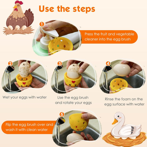 WAMEIJU 2 PCS Egg Washer for Fresh Eggs, Silicone Egg Brush Cleaner, Egg Cleaner Scrubber for Fresh Eggs, Reusable
