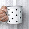 City to Cottage Handmade Extra Large 17.5oz/500ml White and Black Polka Dot Ceramic Mug for Hot Chocolate, Coffee, Tea